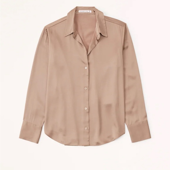 Abercrombie & Fitch Tops - Abercrombie satin long sleeve in light brown